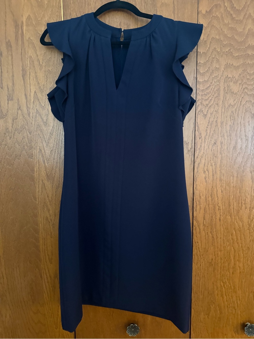 Vince Camuto Navy Flutter Sleeve Midi Dress